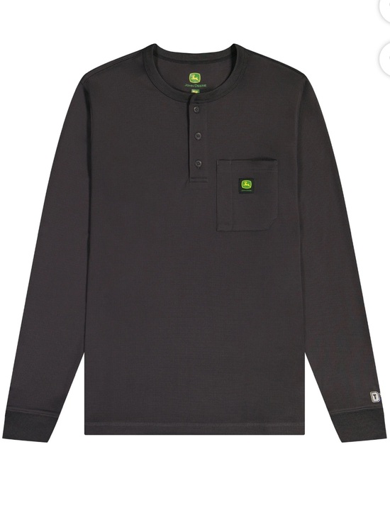 John Deere Other - John Deere Men’s Black Long-Sleeve Henley Pocket Shirt